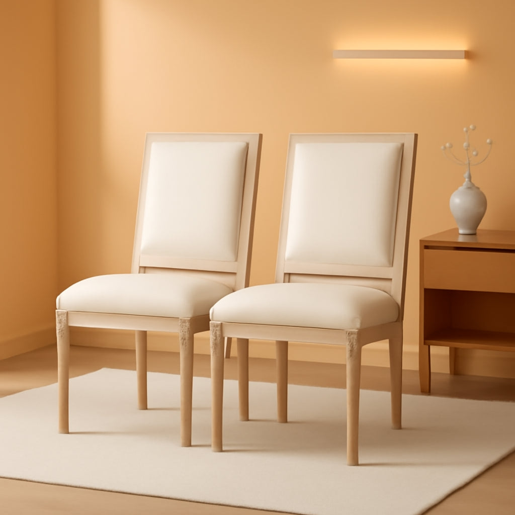 Set Of 6 French Country Square Back Upholstered Dining Chairs