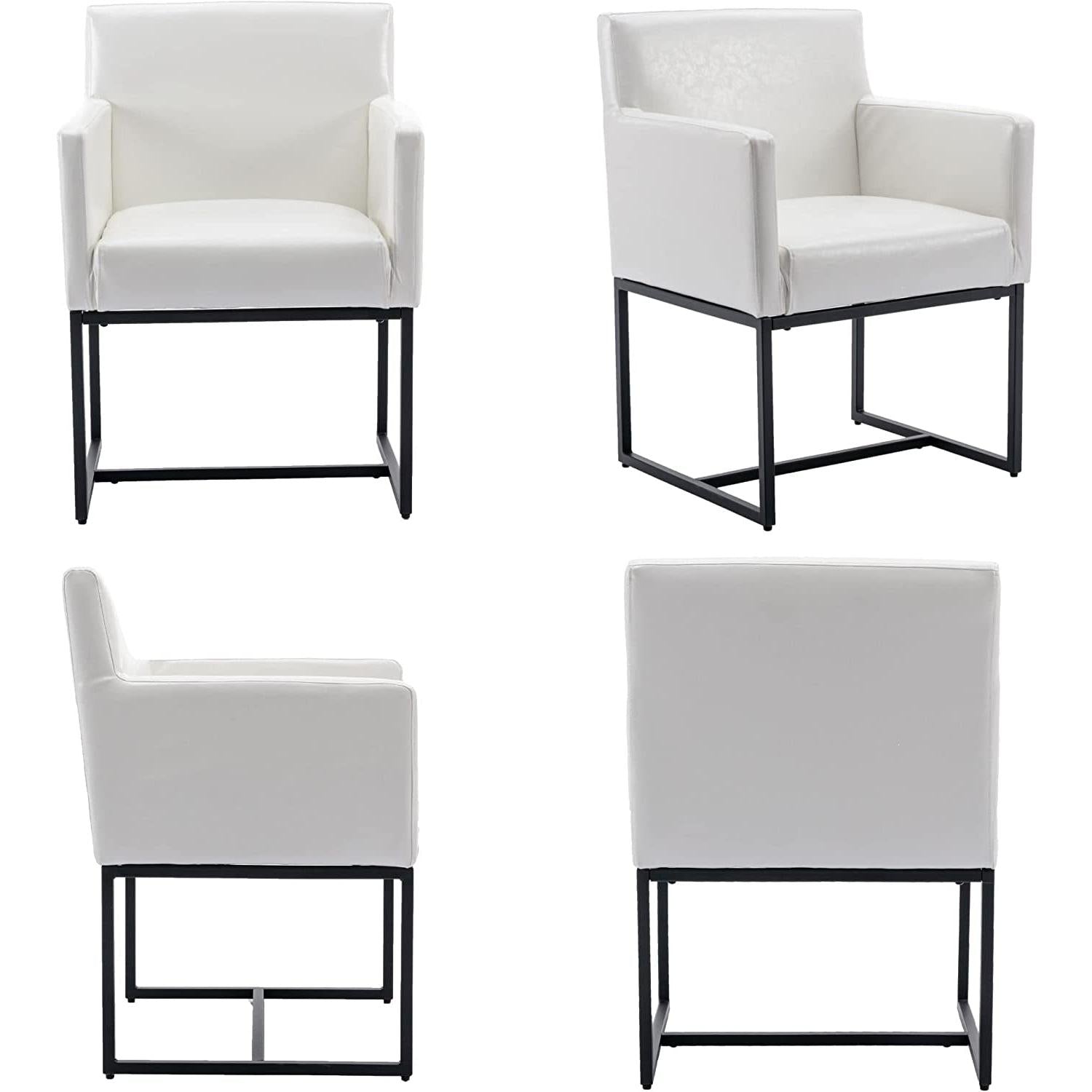 Set Of Four White Upholstered Dining Room Armchairs