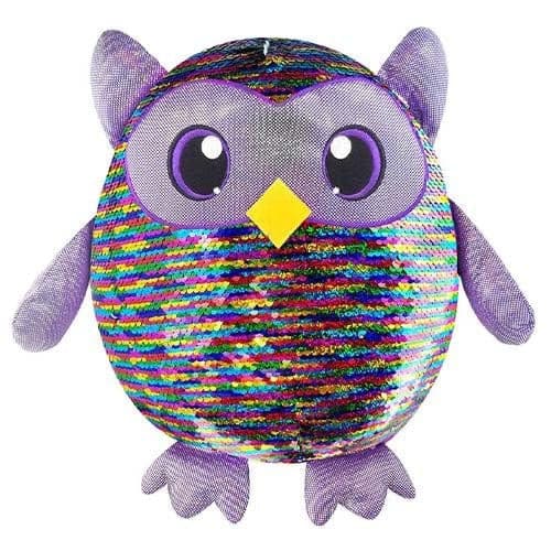 Shimmeez 14" Leo the Owl Plush with Sparkling Flip Sequins for Kids