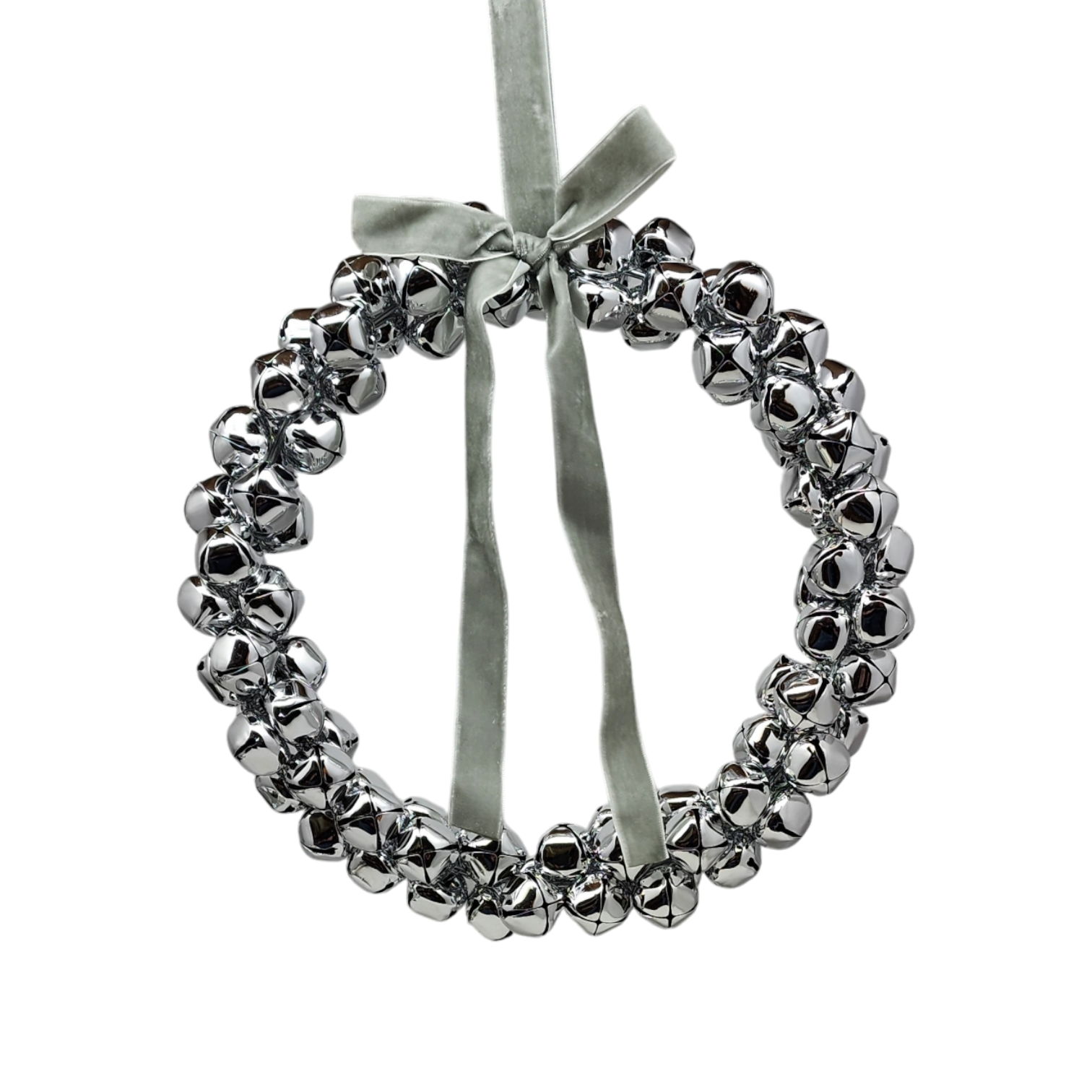 Silver Bell Wreath Ornament - 10 Inch