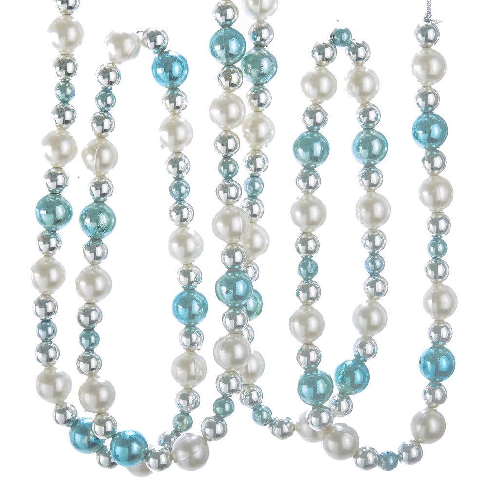 Silver, Blue and White Beaded Garland