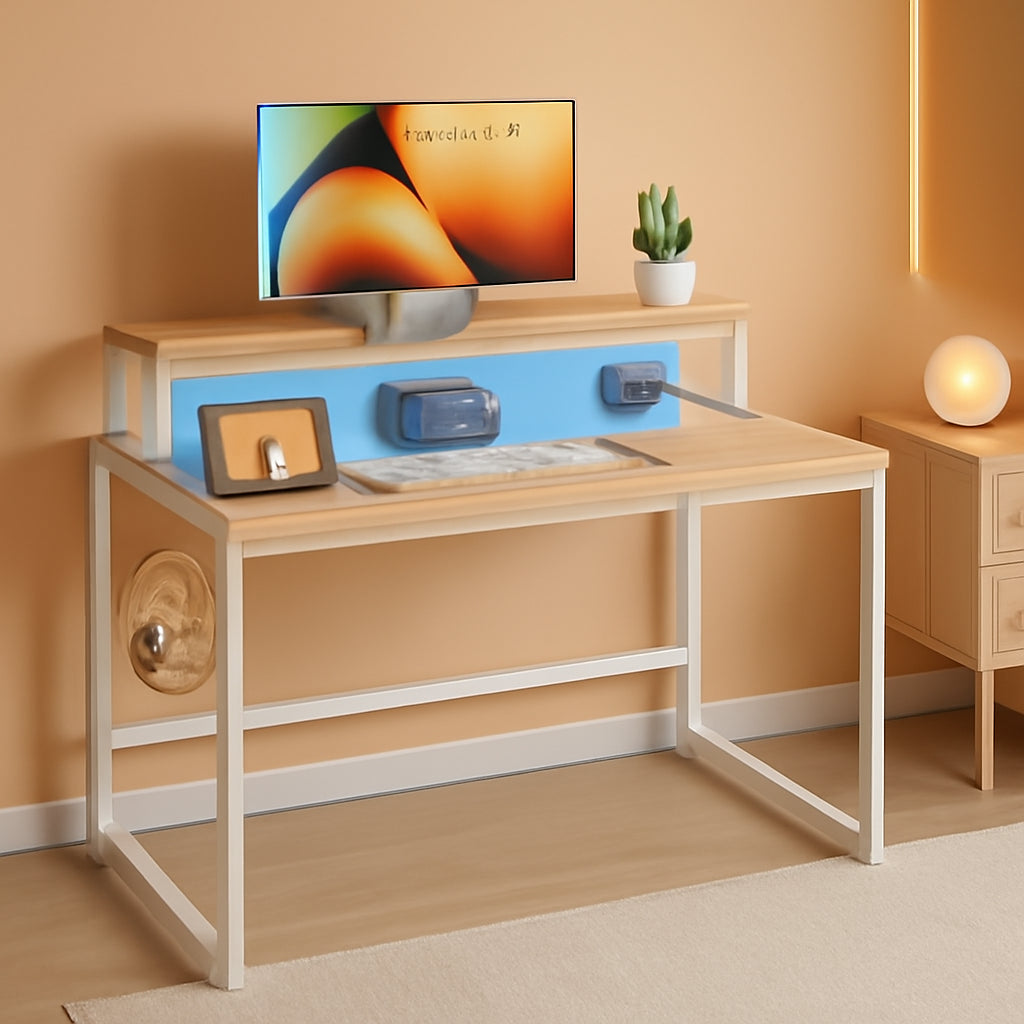 Small Folding Desk 31.5 Inch With LED Lights Monitor Stand