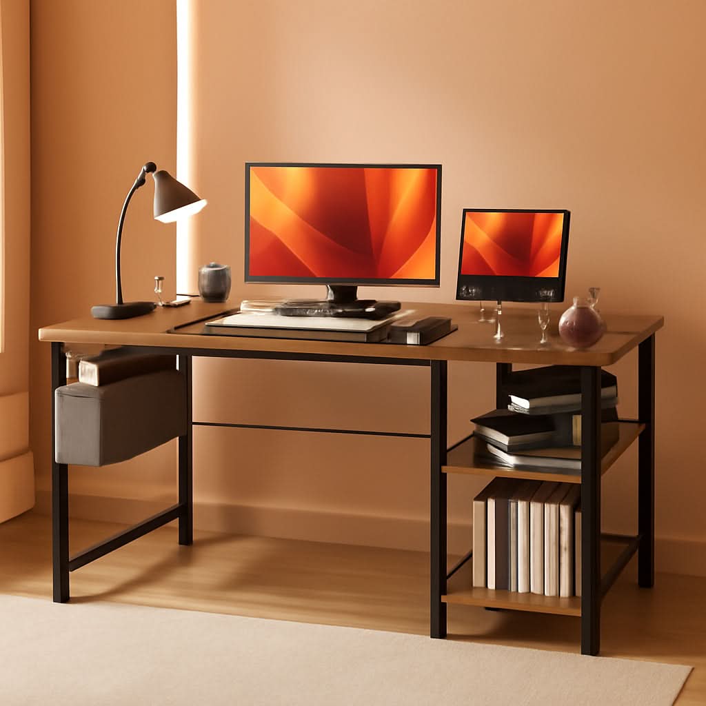 Small L Shaped Desk With Storage Shelves For Home Office