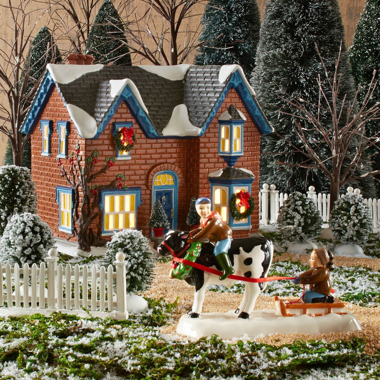 Snow Village Gothic Revival Farm Light House, 6.7 inch