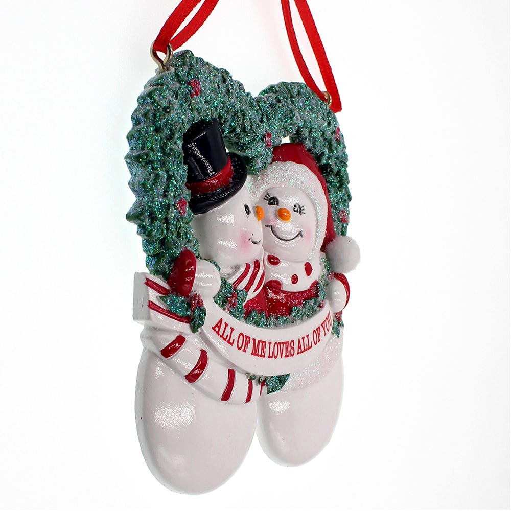 Snowman Couple Ornament - All of me loves all of you