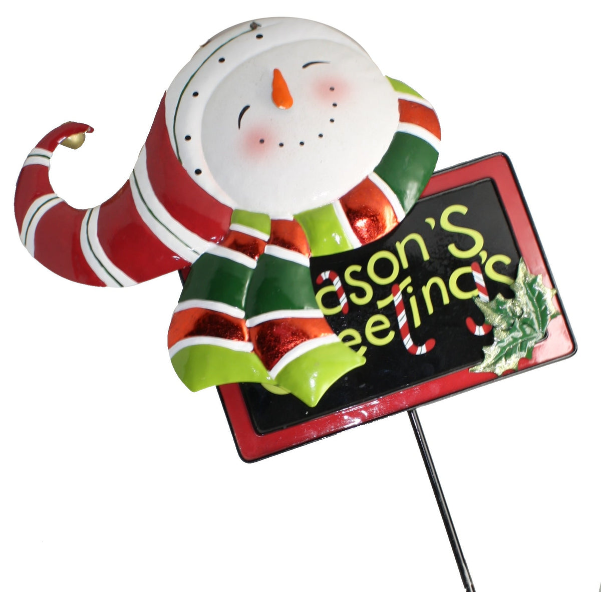 Snowman Season Greeting Metal Sign