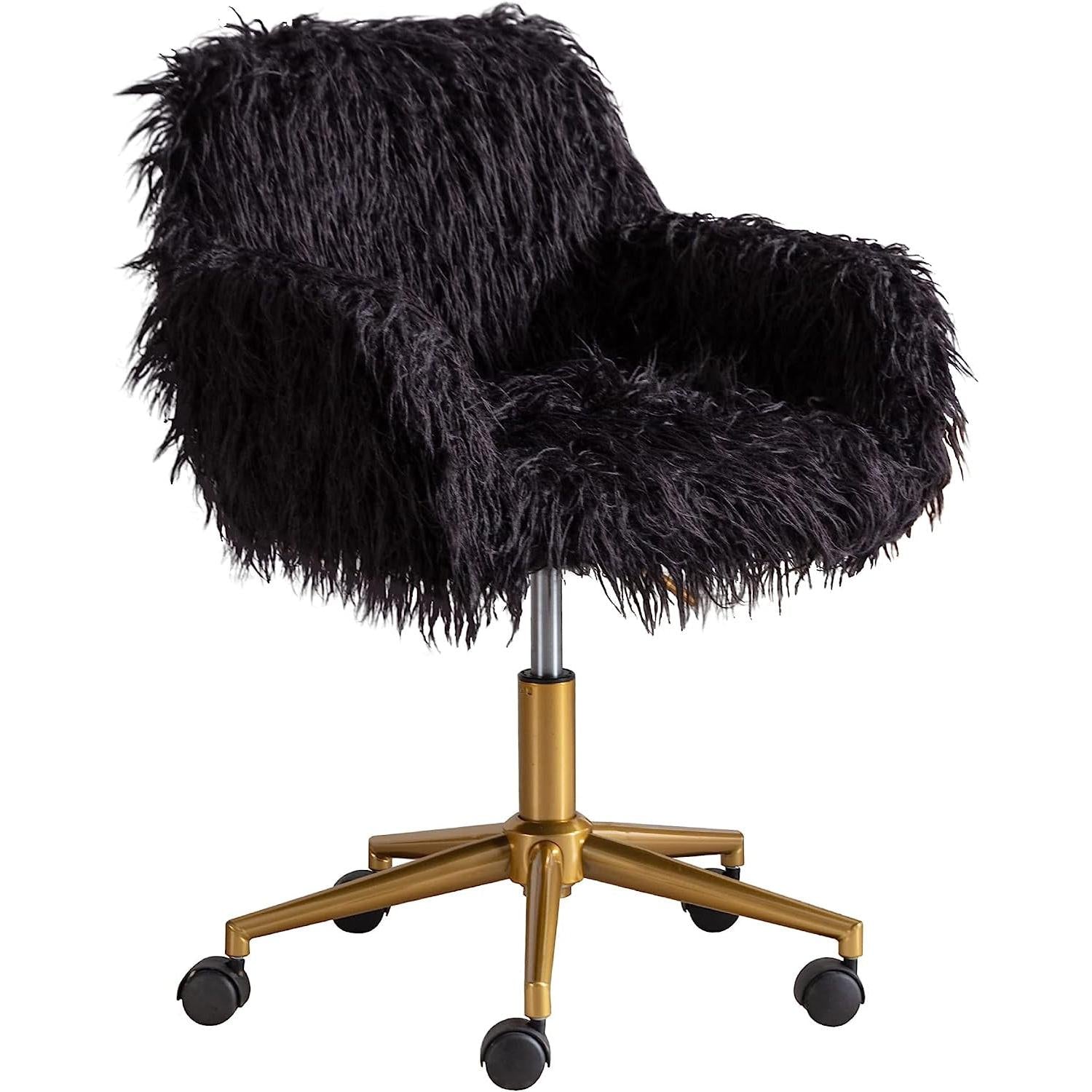 Soft Faux Fur Mid Back Swivel Office Chair For Home Desk