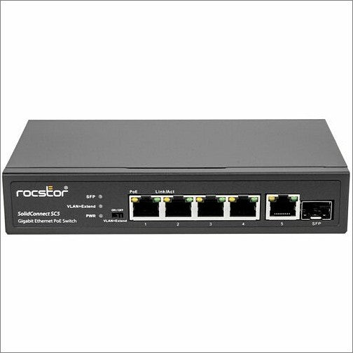 SolidConnect SC5 4-Port PoE+ Gigabit Unmanaged Switch for Pro Networks