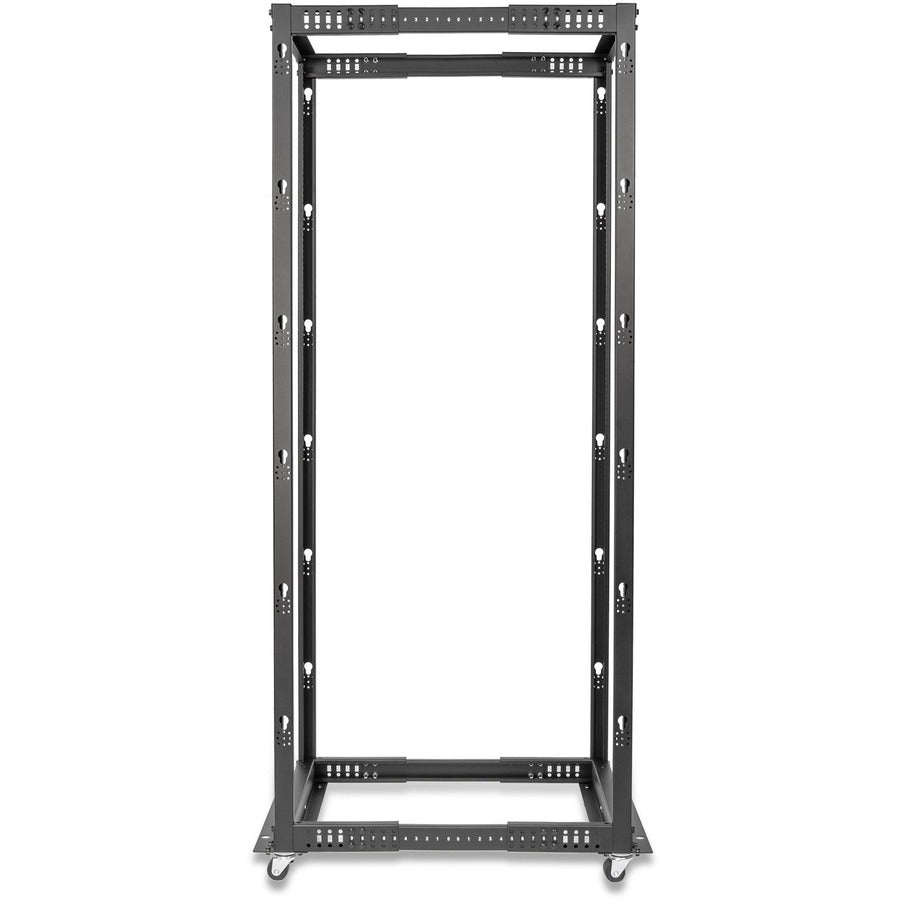 SolidRack 42U Adjustable Depth Open Frame 4 Post Rack w/ Casters - Adjustable mounting