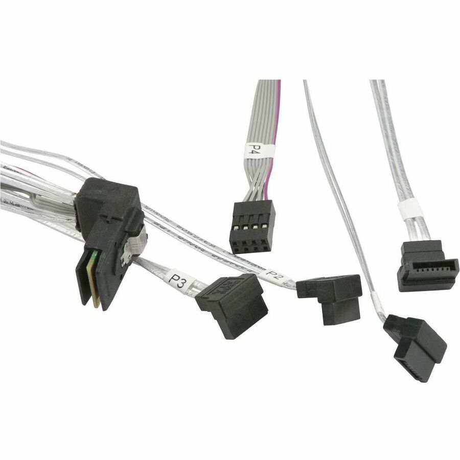 Supermicro Internal Right Angle MiniSAS to 4 SATA 75/75/90/90cm with Sideband 90cm Cable -