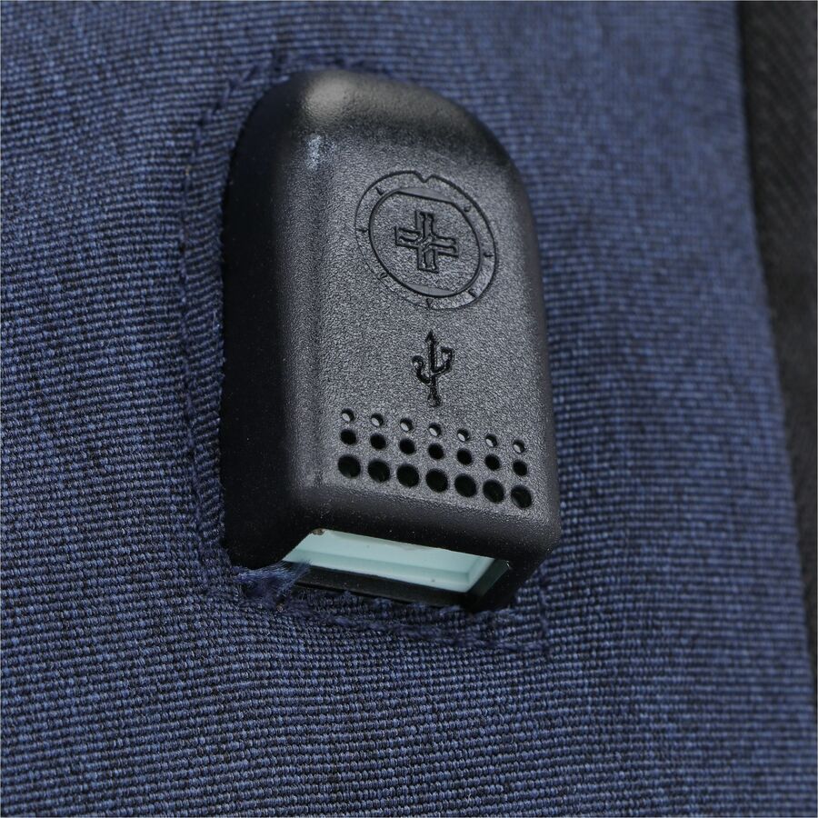 Swissdigital Design Carrying Case (Backpack) for 17" Notebook, Power Bank, Accessories, Water Bottle, Tablet, PC - Dark Blue