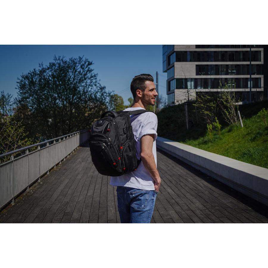 Swissdigital Design Circuit J14-BR Rugged Carrying Case (Backpack) for 15.6" to 16" Apple iPad Travel Essential, Notebook, MacBook - Black