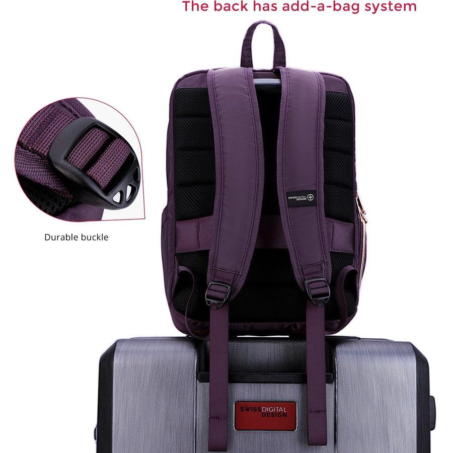 Swissdigital Design KATY ROSE F SD1006F-46 Carrying Case (Backpack) for 15.6" to 16" Apple, Amazon iPhone iPad Notebook, MacBook Pro - Purple