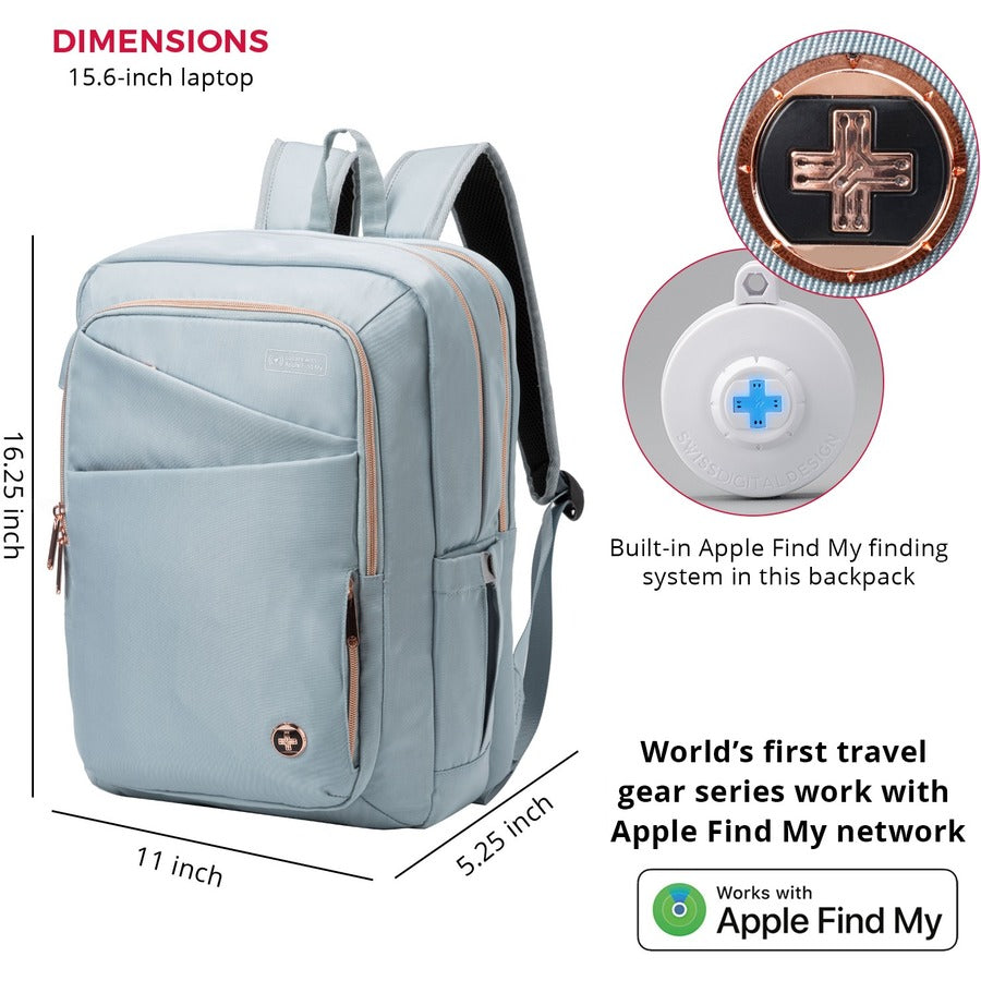 Swissdigital Design KATY ROSE SD1006FB-14 Carrying Case (Backpack) for 15.6" to 16" Apple MacBook Pro - Teal Blue