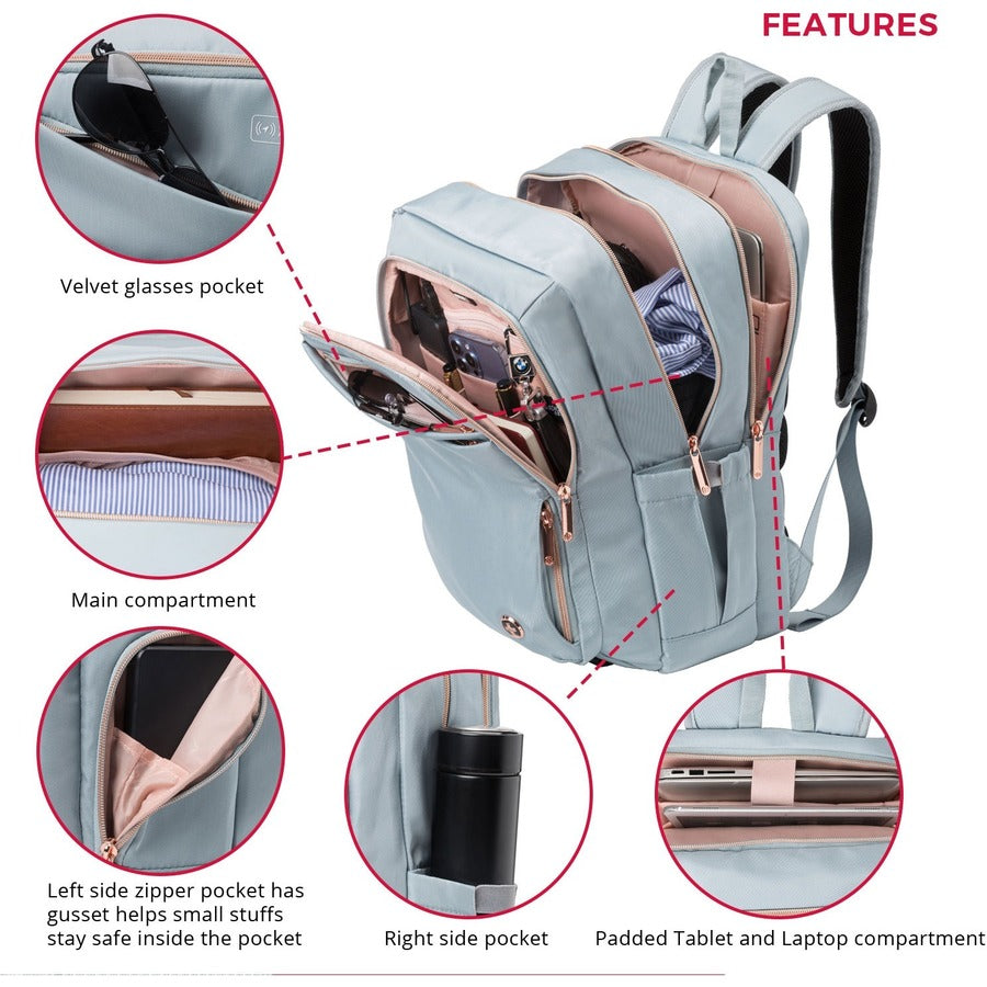 Swissdigital Design KATY ROSE SD1006FB-14 Carrying Case (Backpack) for 15.6" to 16" Apple MacBook Pro - Teal Blue