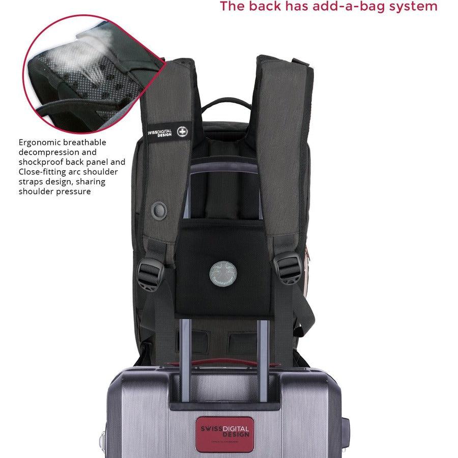 Swissdigital Design KATY ROSE SD1006M-01 Carrying Case (Backpack) for 15.6" to 16" Apple iPhone iPad Notebook, MacBook Pro - Black