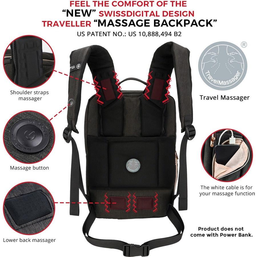 Swissdigital Design KATY ROSE SD1006M-01 Carrying Case (Backpack) for 15.6" to 16" Apple iPhone iPad Notebook, MacBook Pro - Black