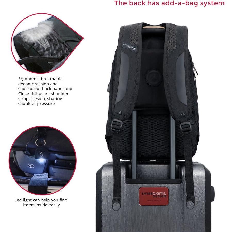 Swissdigital Design SENSOR TSG4H198-1 Carrying Case (Backpack) for 15.6" to 16" Apple Notebook - Black