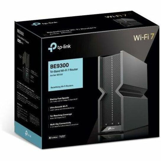 TP-Link Archer BE9300 Wi-Fi 7 Wireless Router - Tri Band - 2.40 GHz ISM Band - 5 GHz UNII