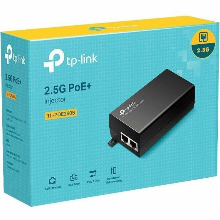 TP-Link TL-POE260S - 2.5G PoE+ Injector Adapter - 802.3at/af Compliant - Data and Power