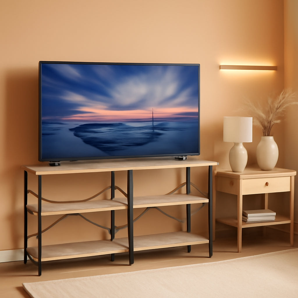 TV Stand Up To 65 Inches With 3 Tier Storage Shelves