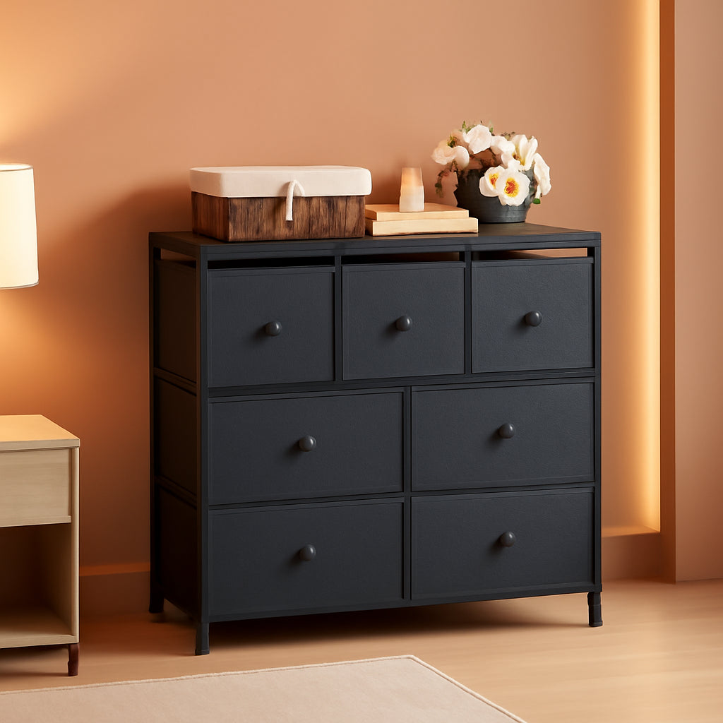 Tall Dresser With Shelves In Black Grey For Bedroom