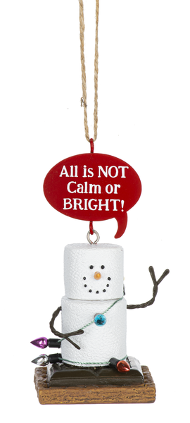 Toasted S'mores Pun Ornament - All is NOT Calm or Bright
