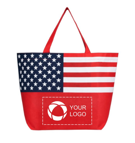 Tote Bag with Patriotic Flag & Metallic Imprint – Bold, Stylish, and Perfect for Showing Your Patriotic Spirit with a Touch of Shine