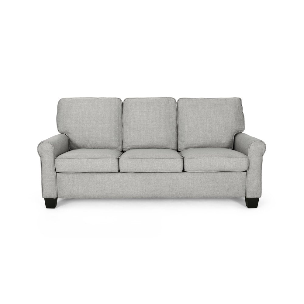 Traditional Grey Fabric 3-Seater Sofa With Plush Cushions