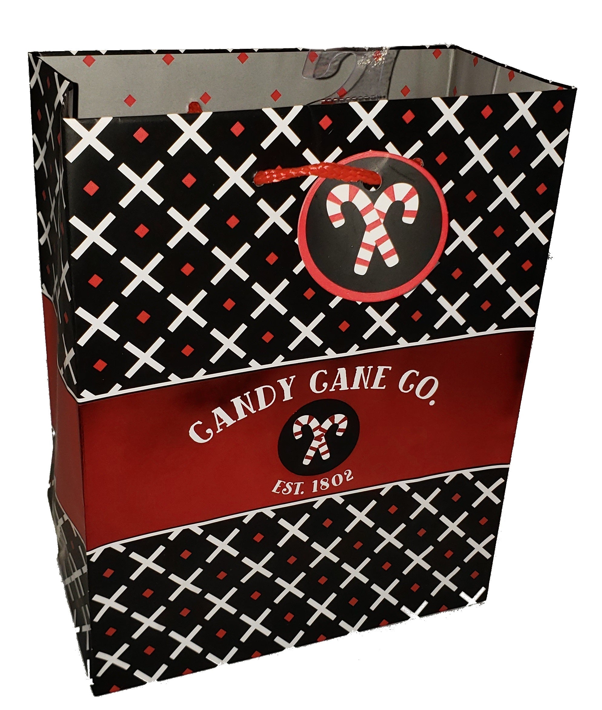 Traditional Medium Holiday Gift Bags - Candy Cane Bow