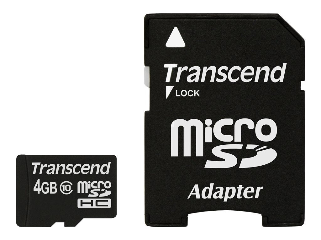 Transcend Premium - Flash memory card (microSDHC to SD adapter included) - 4 GB - Class 10 - 133x - microSDHC TS4GUSDHC10