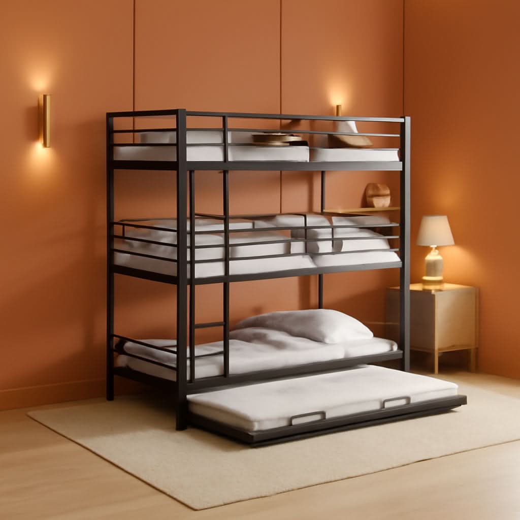 Triple Bunk Bed Twin Size With Trundle For Kids Room