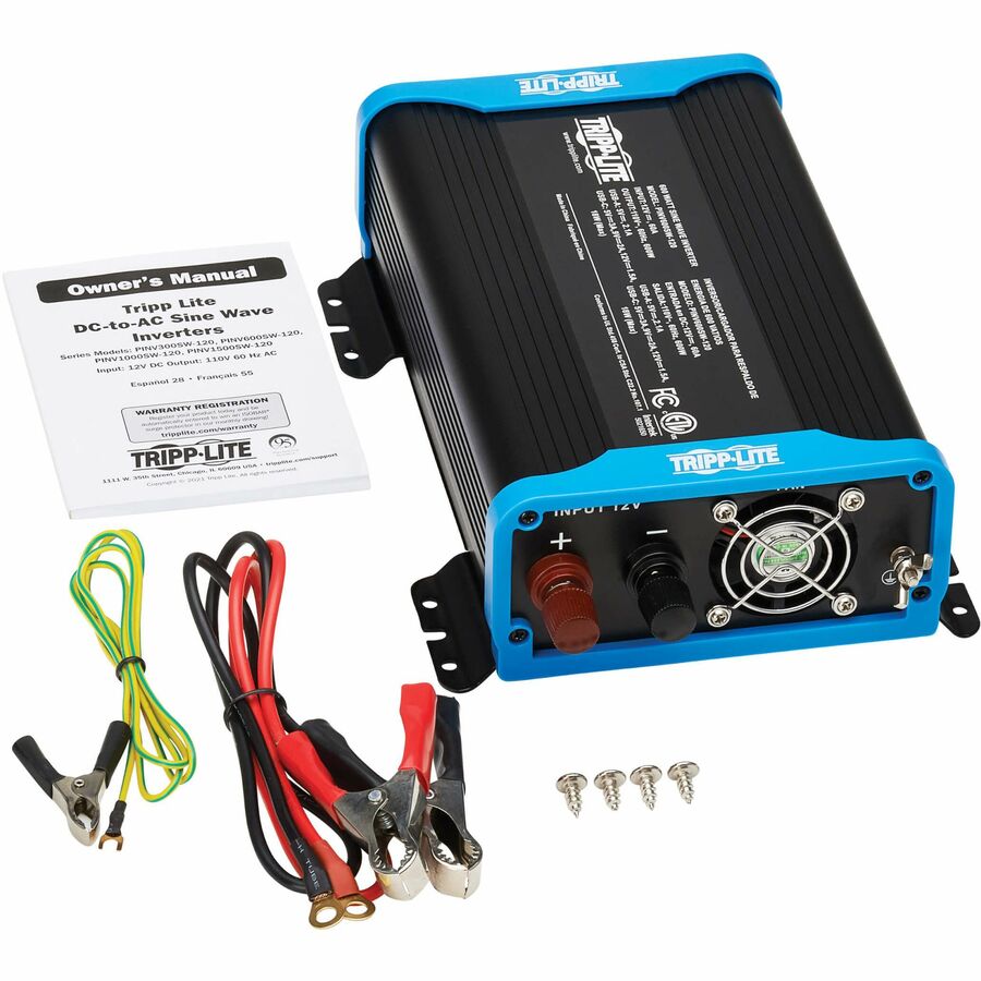 Tripp Lite 600W Light-Duty Compact Power Inverter - 2x 5-15R, USB Charging, Pure Sine