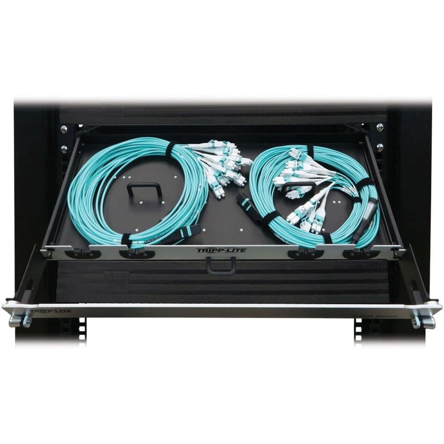Tripp Lite Preloaded Fiber Panel, 1U - 2X (24F Mtp/Mpo-Pc To 12X Lc Duplex F/M) 24F Trunk Cables, Om4 Multimode, 10 M (32.8 Ft.)