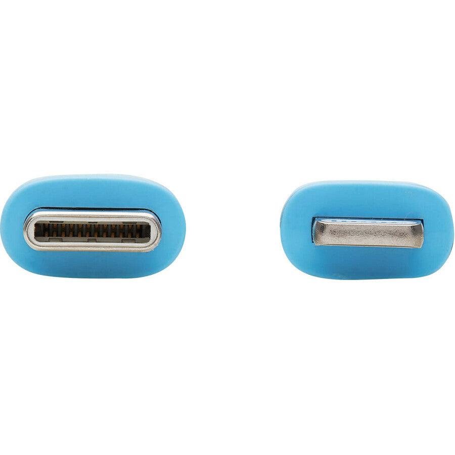 Tripp Lite Safe-IT USB-C to Lightning Sync/Charge Antibacterial Cable, Ultra Flexible, MFi Certified - USB 2.0 (M/M), Light Blue, 6 ft. (1.83 m)
