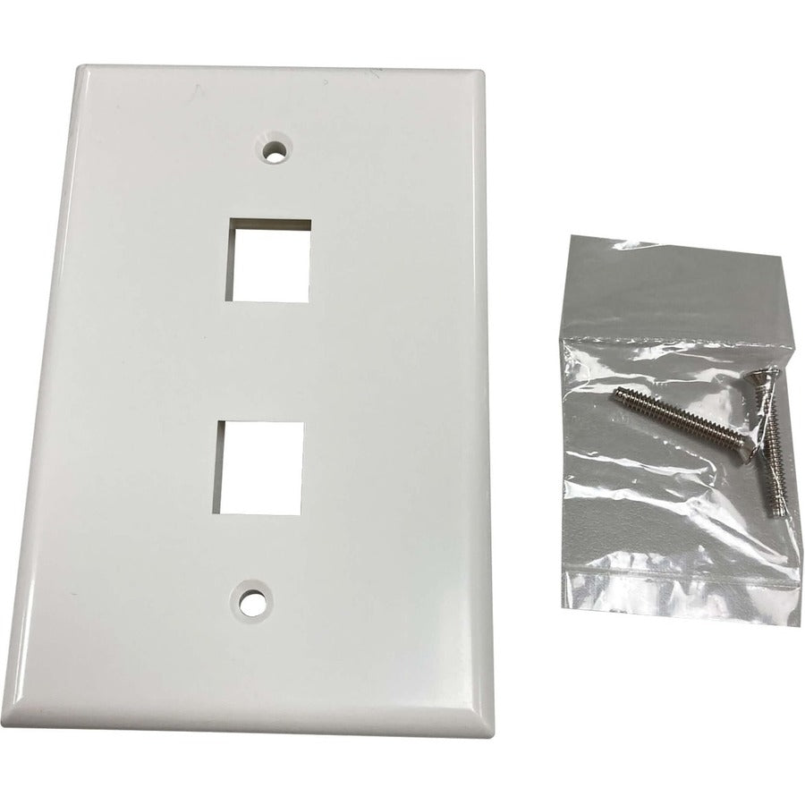 Tripp Lite Safe-It 2-Port Single-Gang Keystone Wall Plate, Antibacterial, Ivory Gloss, Taa