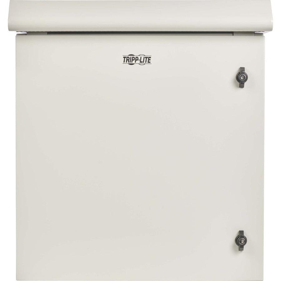 Tripp Lite SmartRack Industrial Enclosure with Lock - NEMA 3R, Wall Mount, Metal Construction, Hinged Back, Internal Fans, 28 in. Depth, 12U, Gray