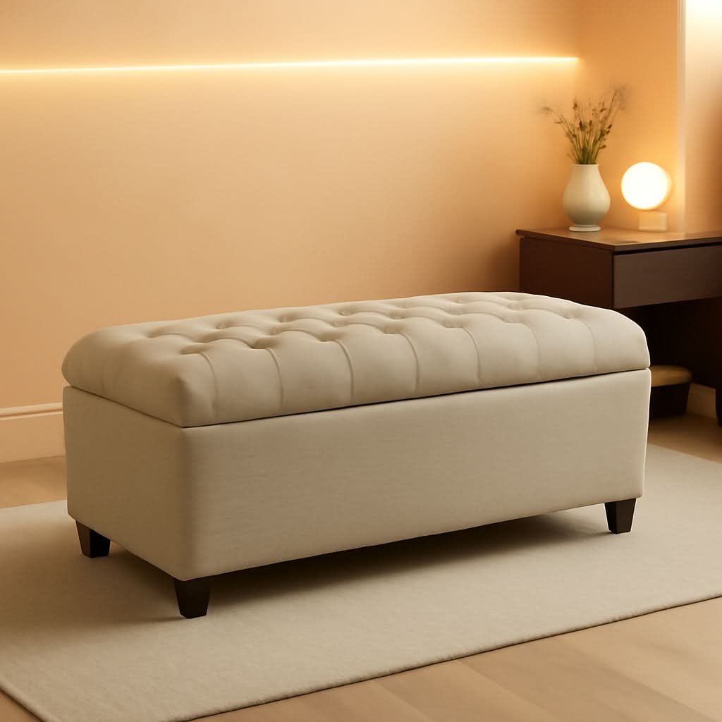 Tufted ExtraLarge Storage Ottoman Bench Hinged Lid