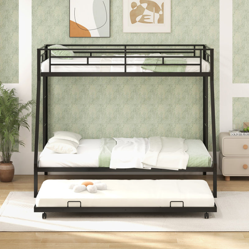 Twin Over Full Bunk Bed Frame With Trundle For Guests