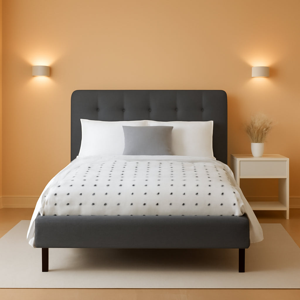 Twin Size Bed Frame Button Tufted Headboard Modern
