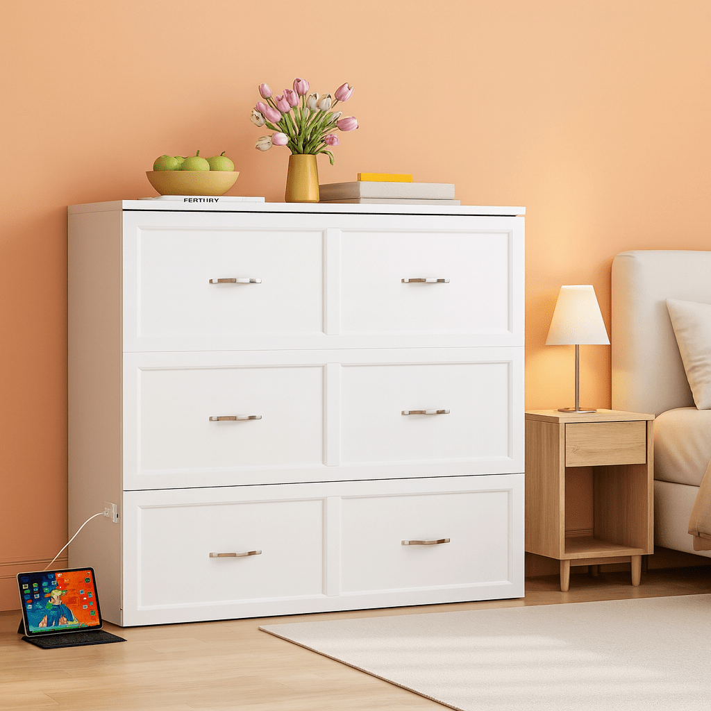 Twin Size Murphy Bed Cabinet With Built In Charging Station