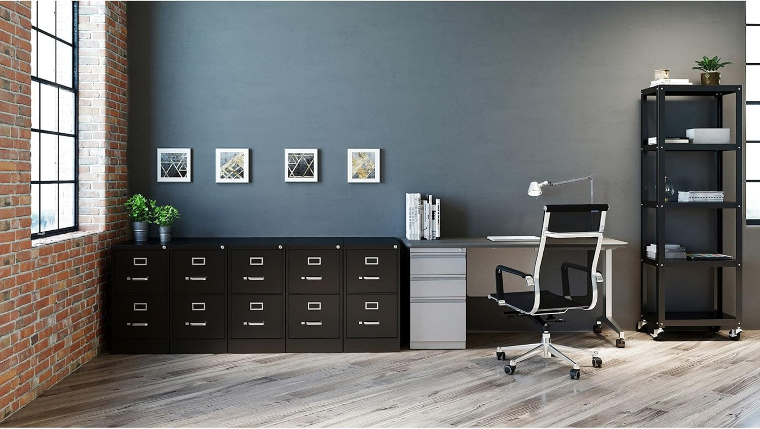 Two-Drawer Locking Vertical File Cabinet 15 x 26.5 x 28.375 Inch Heavy-Duty Steel Construction