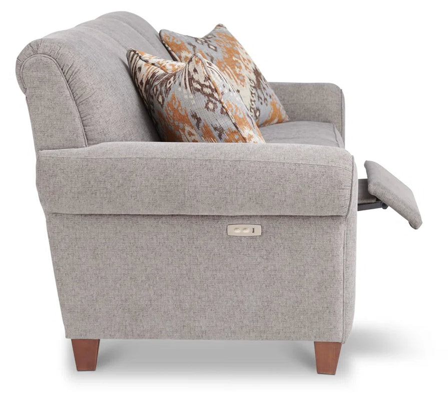 Two Seat Power Reclining Sofa With USB Ports Scalloped Back