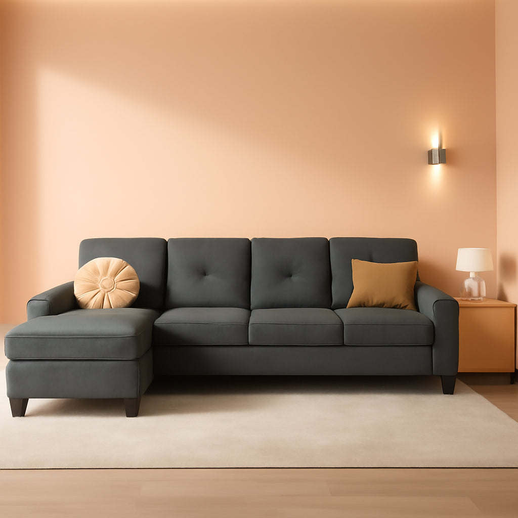 U Shaped Sectional Sofa Double Chaise 4 Seat Linen