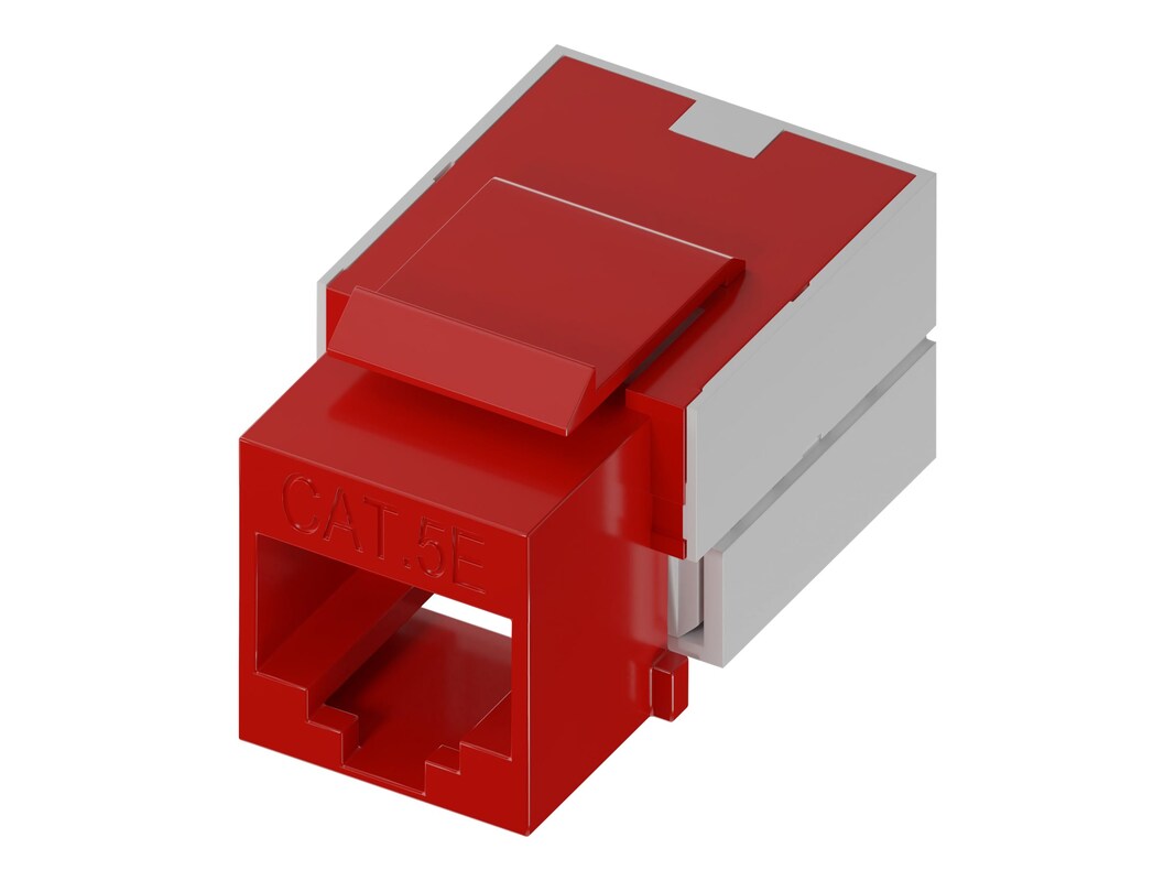 Unirise Cat5e Keystone Jack 110 Type Punch Down, Red KEYC5E-RED