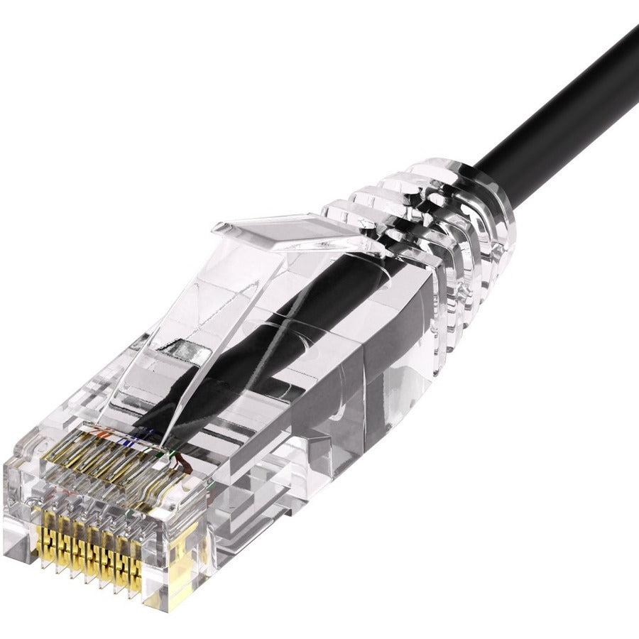 Unirise Clearfit Slim™ Cat6A 28AWG Patch Cable, Snagless, Black, 7ft