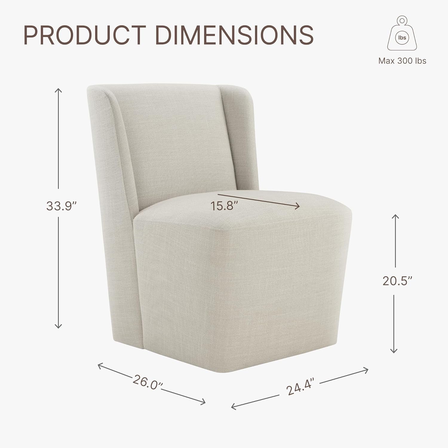 Upholstered Dining Chair With Casters For Dining Rooms
