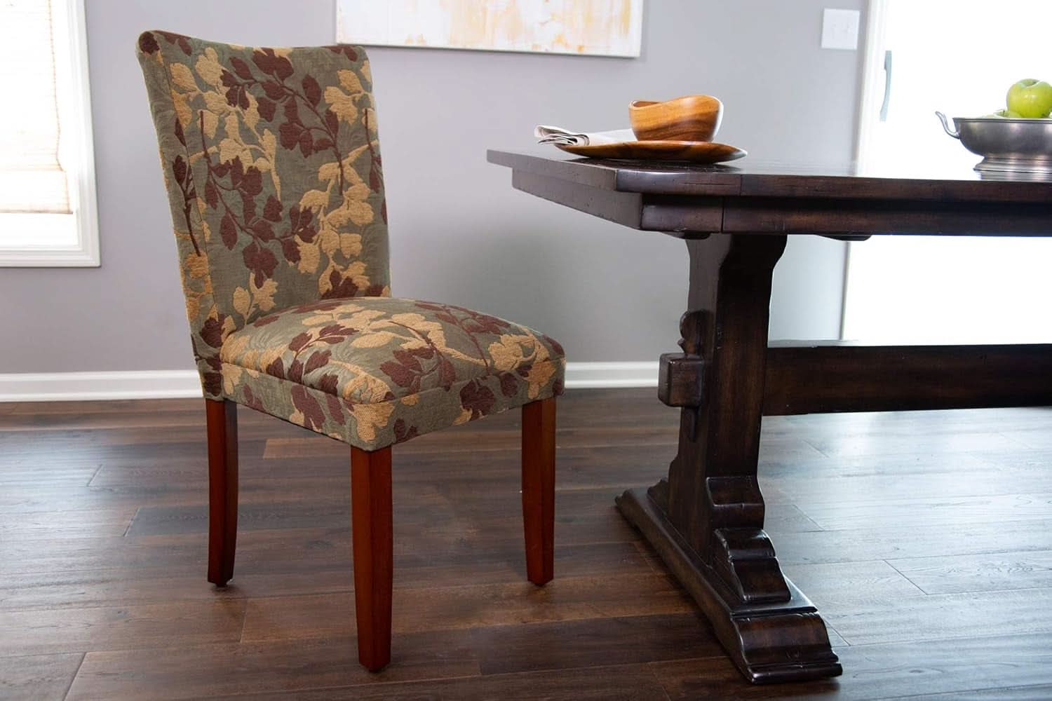 Upholstered Parsons Dining Chair Brown Woven Fabric