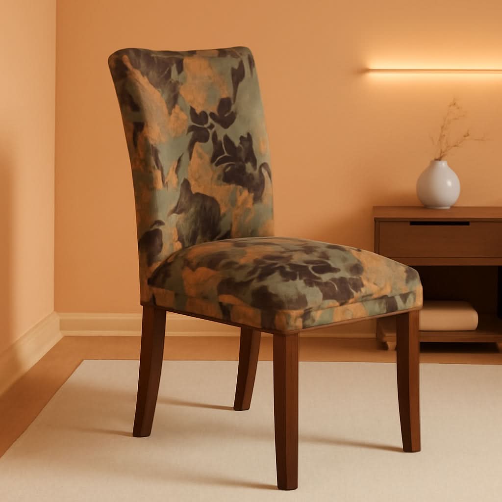 Upholstered Parsons Dining Chair Brown Woven Fabric