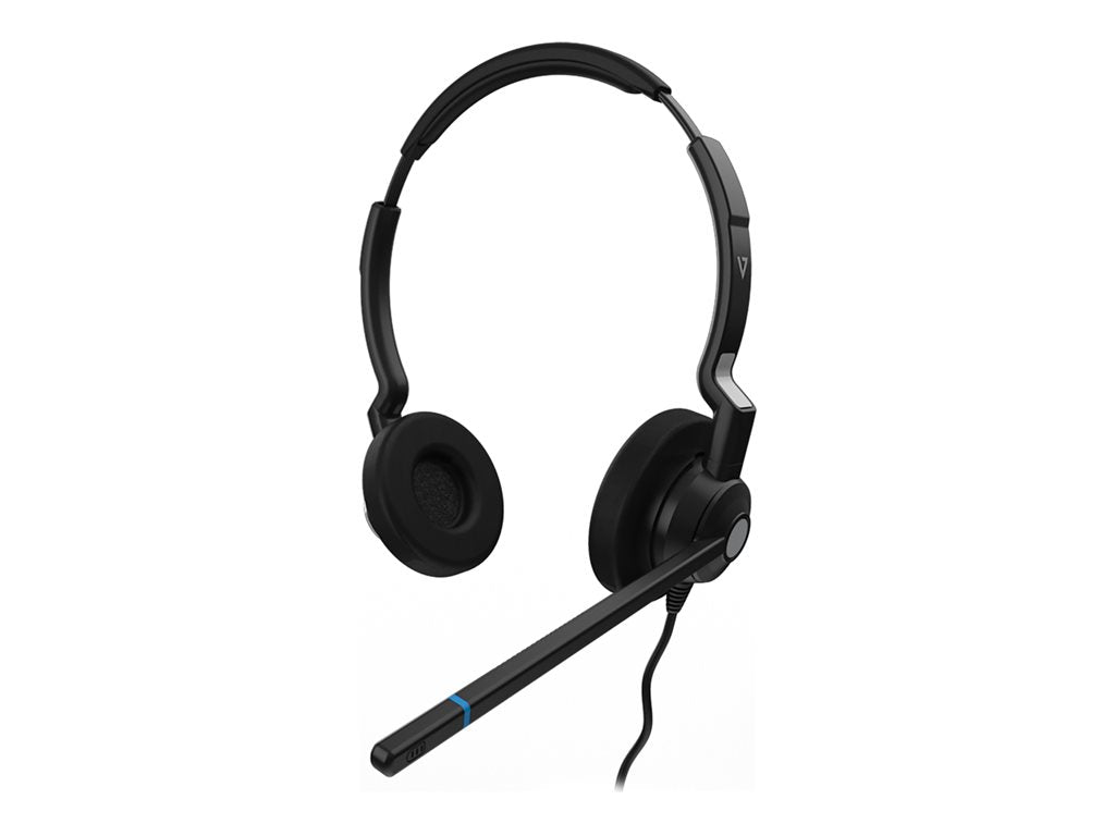 V7 HQ511 - Headset - on-ear - wired - Quick Disconnect - black with silver accents